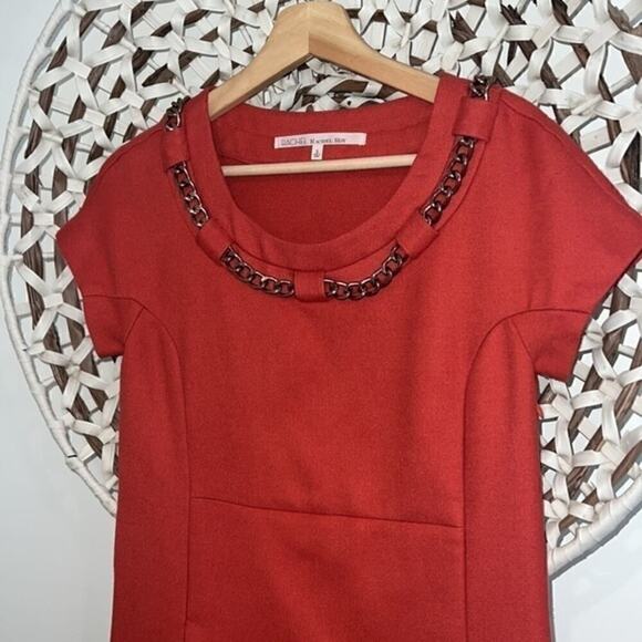 Rachel Rachel Roy chain collared  orange shift dress size small - Picture 2 of 9